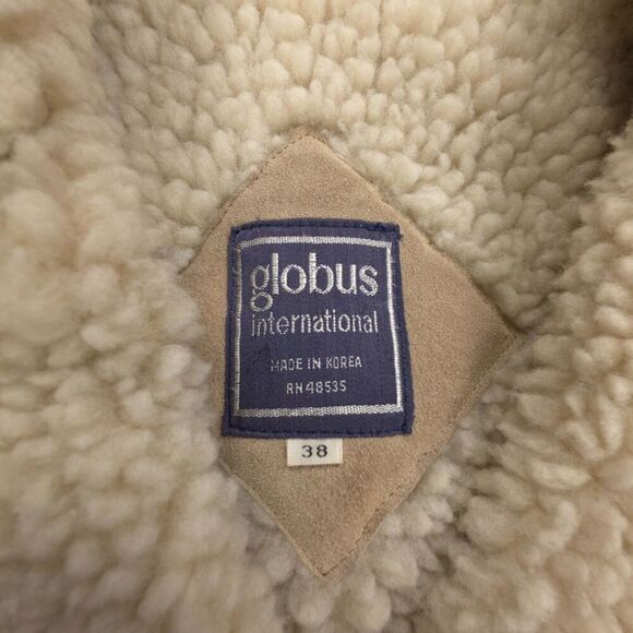 VINTAGE Suede Leather Penny Lane Coat Sherpa Fur Long 70s Afghan Western Boho - Picture 2 of 13